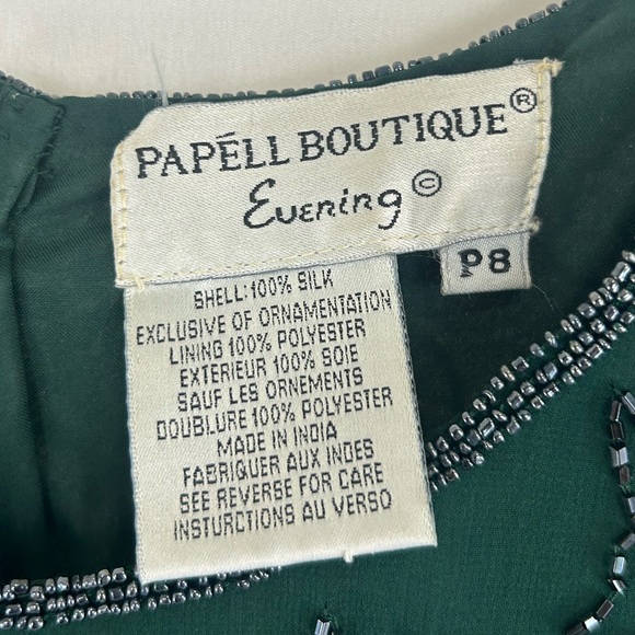 Vintage Dark Green Beaded Floral Silk Top - Picture 8 of 8